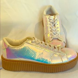 Iridescent platform sneakers from dolls kill
